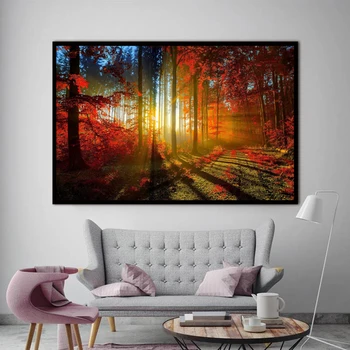 XX3020 šiuolaikinės dekoratyvinės drobė meno gražus Klevas miško saulės dekoracijos kraštovaizdžio drobė nuotraukas naftos meno tapybos namų