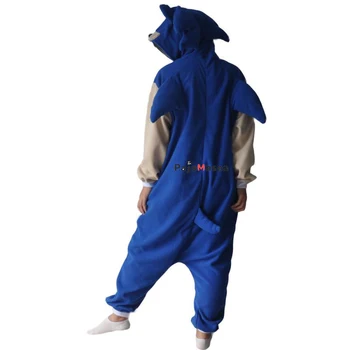 XXL Sonic the Hedgehog Kigurumi Vaikai Gyvūnų Onesies Vyrų Cosplay Kostiumų Anime vientisas Pižama Helovinas Moterų Sleepwear Kostiumai