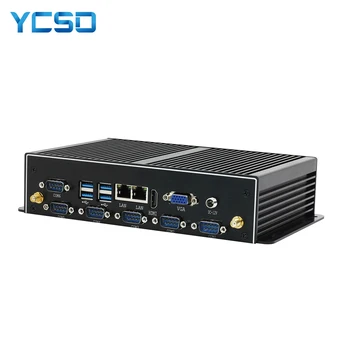 YCSD Ventiliatoriaus Pramonės Mini PC Win10 Core i7 5500U 2*Intel Gigabit Lan 6*RS232 8*USB Micro Kompiuterį Linux Wifi HDMI Windows PC