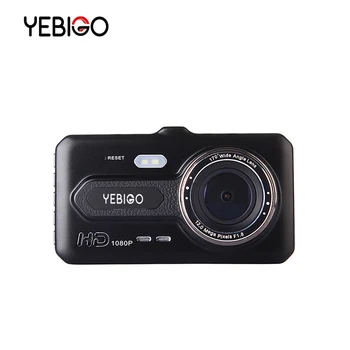 YEBIGO Brūkšnys Cam Dual Lens Car DVR Kamera Full HD 1080P 4 colių Dashcam Carcam Naktinio Matymo Automobilių Vaizdo įrašymo 4.0