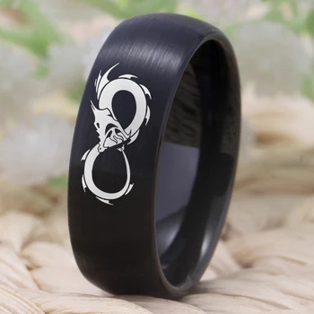 YGK Papuošalai Kinijos Drakonas Infinity Dizaino, Matinės Juodos spalvos Kupolas Volframo, Žiedai, vyriški Jaunikis Vestuvių, Sužadėtuvių Metines Žiedas