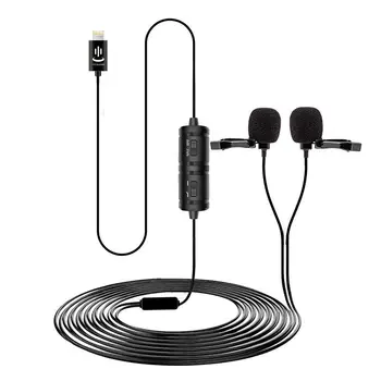 YICHAUNG VM60 Dual Lavalier Microphone Žaibo Plug mini Lavalier Atvartas Mikrofonas skirtas iPhone 7/8/11/12/ XR/ 