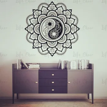 Yin Yang Mandala Kambarį Apdailos Vinilo Meno Keičiamajame Plakatas Grožio Mados Šiuolaikinės Lipdukai Ornamentu Dekoras
