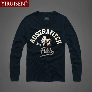YiRuiSen Prekės Long Sleeve T Shirt Vyrams Medvilnės Raidžių Kratinys Dizaino Minkštas Atsitiktinis Tshirts Vyrų Mados O Kaklo Viršų Tees