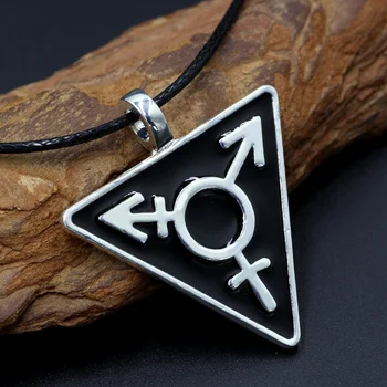 Youe švietė Tamsiai Juoda Transseksualų Karoliai Vyras Moteris Simbolis Trikampis Gėjų Pakabukas Alavas LGBT Karoliai