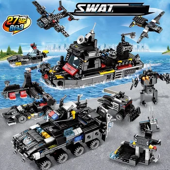YUKALA Miesto SWAT Policijos Sunkvežimis Laivo Modelio įrangos pardavimas, biuro įrangos Blokai Rinkiniai, Playmobil 