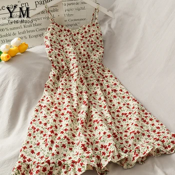 YuooMuoo Prašmatnus Ins Karšto Dviejų Sluoksnių Mini Suknelė Moterų Mados Šifono Spageti Dirželis Paplūdimio Suknelė Korėjos Mergina Trumpas Vasaros Suknelė