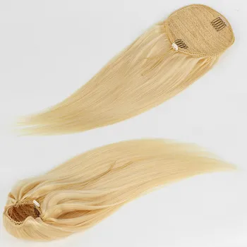 [Yvonne] Tiesiai Raišteliu Plaukai Surišti Į Uodegą Žmogaus Plaukų Įrašą Plėtiniai Aukštos Santykis Brazilijos Remy Plaukų 613 Blond Spalva