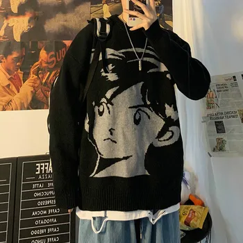 ZAZOMDE 2020 Naujas Harajuku derliaus Streetwear megzti megztinis Rudenį, žiemą prarasti tirštėti šiltas hip-hop megztinis džemperis vyrams viršų