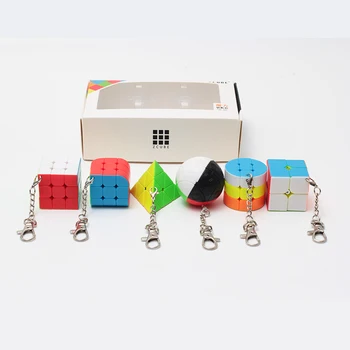 ZCUBE Pluoštas 6PCS/Rinkinys Dovanų Pakuotėje Mini Magic Cube 2x2x2 3x3x3 magija kamuolys Cilindrų Keychain Įspūdį Švietimo žaislai Vaikams