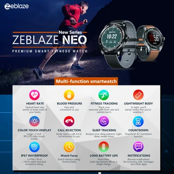 Zeblaze NEO Spalvos Touch Ekranas Smartwatch Širdies ritmą, Kraujo Spaudimą, Stebėti Moterų Sveikatos Atgalinės atskaitos Skambutį Atmesti Smart Žiūrėti