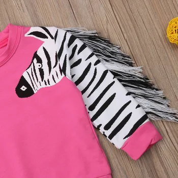 Zebra Kutai Hoodies Bamblys Vaikams, Kūdikių Mergaitės 3D Zebra Medvilnės Top Marškinėliai, Palaidinukė Drabužiai Vaikams Mergina Rudenį Palaidinukė