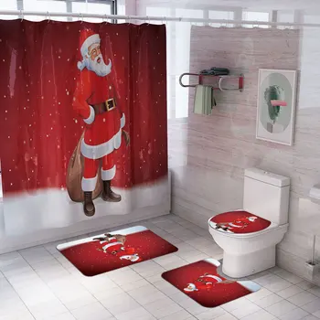 Zeegle Kalėdų Vonios Užuolaidų Vandeniui Dušo Užuolaidos, Anti-slydimo Vonios kambaryje kiliminė danga, Tualetas Dangtis Kilimėlis Absorbentas Vonios Kilimėlio Rinkinį