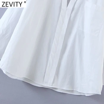 Zevity 2021 Naujas Moterų Mados V Kaklo Kišenės Atsitiktinis Palaidų Smock Moteriška Palaidinė ilgomis Rankovėmis Kimono Marškiniai, Elegantiškos Blusas Viršūnes LS7670
