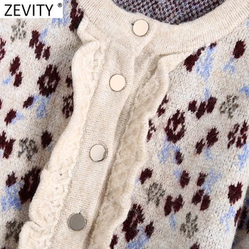 Zevity Naujas Moterų Mados, O Kaklo Žibintų Rankovės Leopardas Spausdinti Atsitiktinis Trumpas Mezgimo Megztinis Femme Elegantiškas Ruffles Cardigan Viršūnes S523