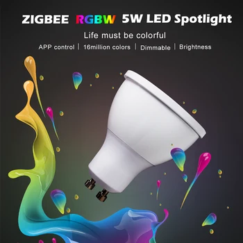 Zigbee bridge16 milijonų spalvų LED RGBW GU10 dėmesio pritemdomi zigbee zll nuorodą LED RGB lemputės suderinamos su led Echo