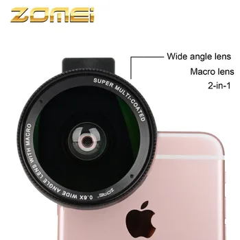 Zomei 0,6 X Plataus Kampo Objektyvas su Clip 37mm Makro Mobiliojo Telefono Objektyvas 2 in 1 Universalus iphone 7/7s 
