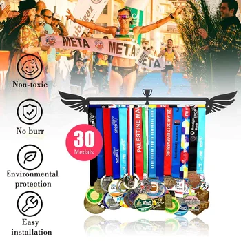 Įkvepiantį Medalis Pakaba Turėtojas Sporto veikia gimnastika 30+ medaliai Display rack Sparno Formos plaukti medalį kabinti Geležies 40cm