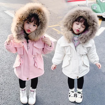 Šaltą Žiemą kūdikių, mergaičių drabužiai aksomo viršutiniai Bamblys vaikų mergaičių drabužių žemyn medvilnės liemenės vaikams audinio paltai parkas