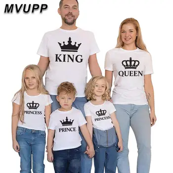 šeimos derinti drabužius Tėtis, Mama Kūdikio Šeimos Tiktų Šeimai Atrodo marškinėlius Karalius ir Karalienė Princas, Princesė mados šeima mama tėtis komplektai