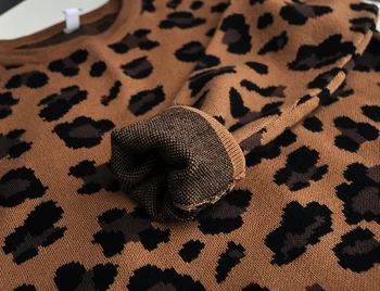 šeimos drabužiai Šeimai Atrodo Leopard Megztiniai Šeimos derinti Drabužius Motina, Dukra, Sūnus, Kūdikių Berniukų, Mergaičių Šiltos Žiemos Paltai
