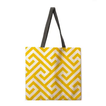 Šiaurės geltona geometrinis spausdinimo maišelį laisvalaikio rankinės lady pečių maišą mados paplūdimio krepšys sulankstomas pirkinių krepšys
