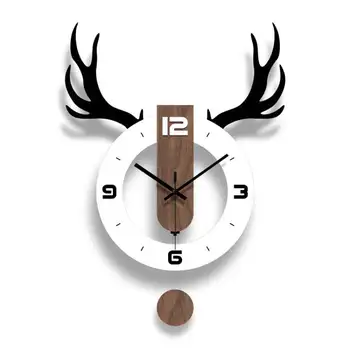 Šiaurės Ins sieninis laikrodis kambarį Elnių galvos mitas Kūrybos Sieninis laikrodis Kvarcinis laikrodis Namų Puošybai elnių ragai Mados dovana E0861