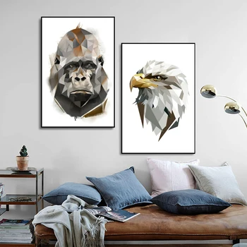 Šiaurės plakatas geometrijos fox elnias vilkas tigras, Eagle wall, art aliejaus tapybai ir spausdinimo gyvūnų sienos kambarį apdaila nuotrauką