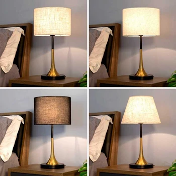 Šiaurės Retro LED stalo lempa patalpų apšvietimas, dekoro derliaus Miegamojo, naktiniai staleliai, lempa audinio umbra lentelė, šviesos namuose deco luminaria