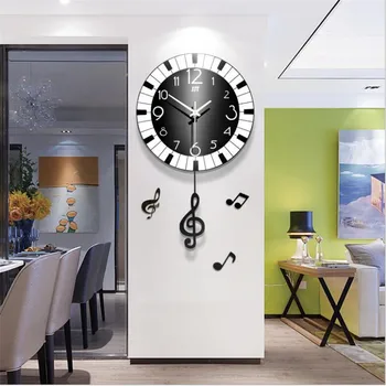 Šiaurės šalių muzikos elementai medinės sūpynės sieninis laikrodis kambarį modernus minimalistinio imitacija fortepijonas miegamasis išjungti namų laikrodis sieninis žemėlapis
