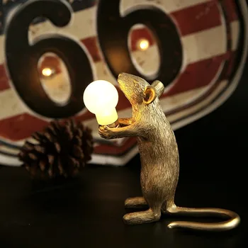 Šiaurės šalių Šiuolaikinės Dervos Pelės Stalo Lempos, LED E12 Stalo lempos Gyvūnų Žiurkės LED Naktinis Apšvietimas, Vaikų Kambarys, Kalėdos, naujieji Metai Apdaila