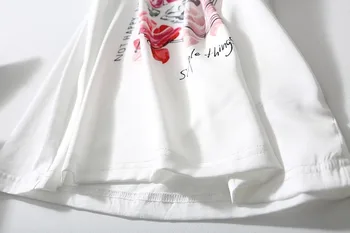 Šilko Siūlėmis Medvilnės Atspausdinti White T-shirt Moterų 2020 metų Vasaros Mados Naujo Stiliaus apvalios Kaklo Prarasti Šilko trumparankoviai Viršų