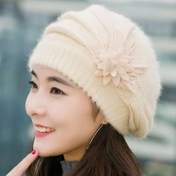 Šiltos Žieminės Kepurės Moterų Bžūp Lady Beanies Moterų Skrybėlę Triušis Minkštas Megzti Storio Mama variklio Dangčio Kepurės