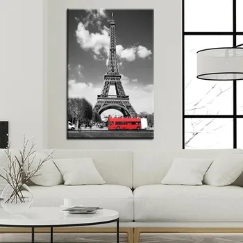 Šiuolaikinio Miesto Kraštovaizdžio Drobės Tapybos Kraštovaizdžio Eifelio Bokštas Paryžiuje Plakatas Sienos Nuotrauka už Kambarį Namų Dekoro