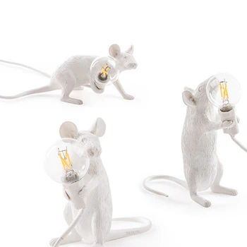 Šiuolaikinės Dervos Pelės Stalo Lempa LED Žiurkė, Stalo Lempos, Staliniai Vaikai'Gift Kambario Dekoro LED Naktinis Apšvietimas ES Plug
