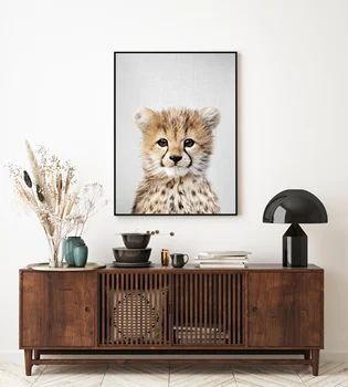 Šiuolaikinės Drobė Sienos Meno Tapybos HD Spausdinti Gyvūnų Plakatas Baby Cheetah Spalvingas Vaizdas Modulinės Kambarį Namų Dekoro Įrėminti