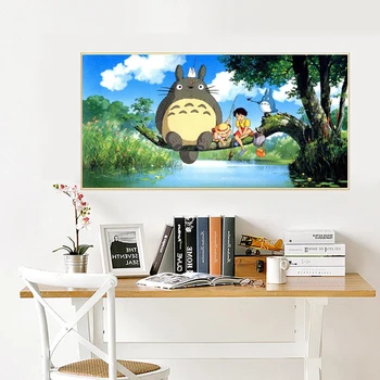 Šiuolaikinės Hayao Miyazaki Totoro Animaciją Paveikslai Tapyba Plakatas Spaudinių Vaikams Miegamojo Sienos Meno Nuotrauką Gyvenimo Namų Dekoro Dovana