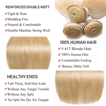 Šiuolaikinės Parodyti Peru Plaukai Tiesūs 613 Blond Ryšulių Žmogaus Plaukų Pluoštas 1/3/4 VNT 10-28 Colių Šviesūs Plaukų Pynimas Pluoštas Ne Remy