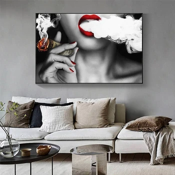 Šiuolaikinės Pop Seksuali Mergina Rūkyti Cigarų Naftos Tapyba ant Drobės, Plakatų ir grafikos Cuadros Sienos Menas Nuotraukas Kambarį