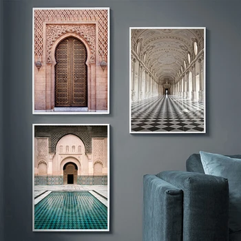 Šiuolaikinės Šiaurės Šalių Marokas Durų Senovinių Plakatų Pasaulyje Garsaus Architektūros, Meno, Nuotraukų, Spausdinta Kambarį Drobės Tapybos Namų Dekoro