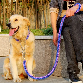 Šuns pavadėlio šuns apykaklę virvę atnaujintas spalvos apykaklės stereotipiškai virvę didelis šuo pavadėlio naminių reikmenys priedai dideliems šunims