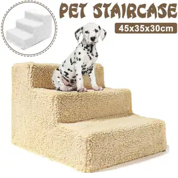 Šuo Laiptai Pet 3 Žingsniai, Laiptai Mažų Šunų Kačių Pet Rampos Kopėčių Anti-slip Nuimamas Šuniuką Šunys Lova Laiptais Dog House Pet Supplies
