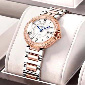 Šveicarija KARNAVALAS 2020 Naujas Moterų Laikrodžiai Prabangos Prekės Diamond Importuotų Kvarco Ponios Žiūrėti Madinga Suknelė Laikrodis montre femme