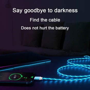 Šviesos Mobiliojo Telefono Kabelio Apmokestinimo spalvotu LED Žėrintis USB Kabelio 