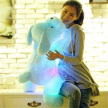 šviesos šuo pliušinis lėlės spalvotu LED kryžmintų vaikų žaislai mergina vaikų gimtadienio dovana didelis gyvūnų iškamšų pūkuotas pliušinis mielas