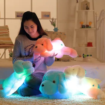 šviesos šuo pliušinis lėlės spalvotu LED kryžmintų vaikų žaislai mergina vaikų gimtadienio dovana didelis gyvūnų iškamšų pūkuotas pliušinis mielas