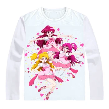Šviežių Gana Išgydyti T-Shirts Anime Ilgomis Rankovėmis Marškinėliai Šviežia Precure Blizgučiai Jėga Eas Meilės Momozono Tortų Inori Anime Cosplay Marškinėliai