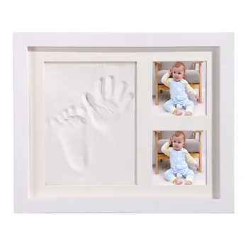 Žaislai 0 iki 12 mėnesių atminties spausdinti Fotografavimo kortelės Kūdikių dovanos Vaikams, kūdikių produktai, Medinis nuotraukų rėmelis ranka ir koja purvo mod
