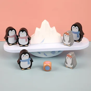 Žaislai Mielas pingvinas Gyvūnų Slenksčius Statyba Blokai, Mediniai Balansas Medienos Žaislai Vaikams, Kūrybos Montavimas Švietimo Žaislai