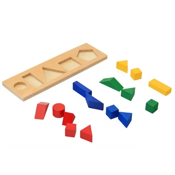 Žaislai Montessori Medžiagų Jutimo Žaislas Medinis, Spalvingas Geometrines Montavimas Formos Blokai, Plokštės Švietimo Vaikščioti Kūdikis